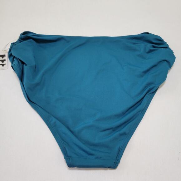 Anne Cole Plus Size High-Waist Shirred Bikini Bottoms Deep Sea Blue NWT US 20W - Picture 9 of 11